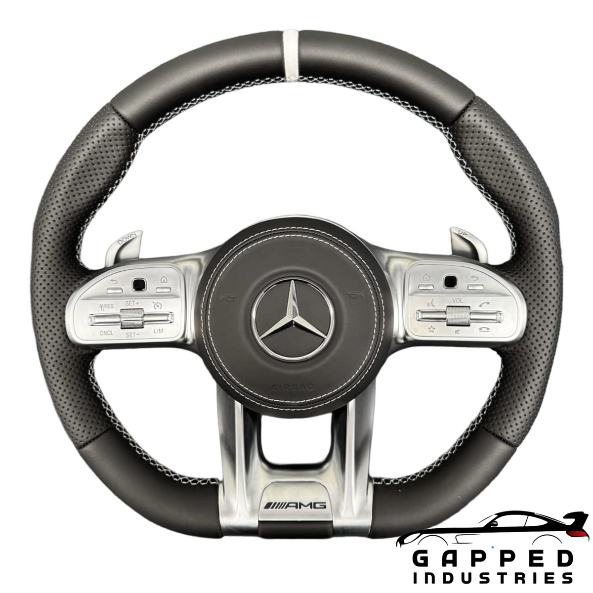 AMG Steering Wheel White Stitching Front