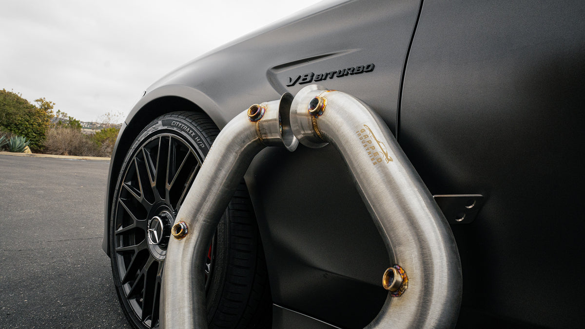 C63/s W205 Downpipes Close Up