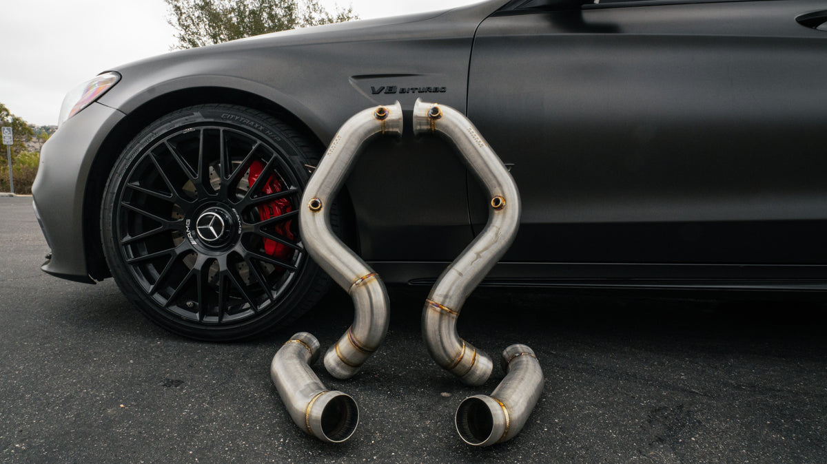 C63/s W205 Downpipes Front View