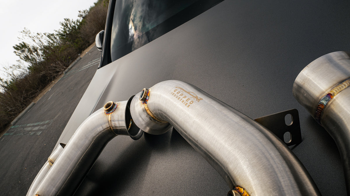 C63/s W205 Downpipes Top View