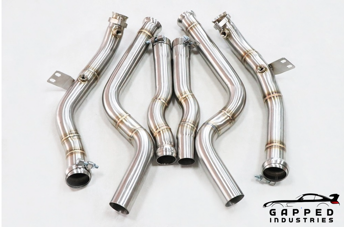 Mercedes CLS 550 M278 Catless Downpipes Full Close View