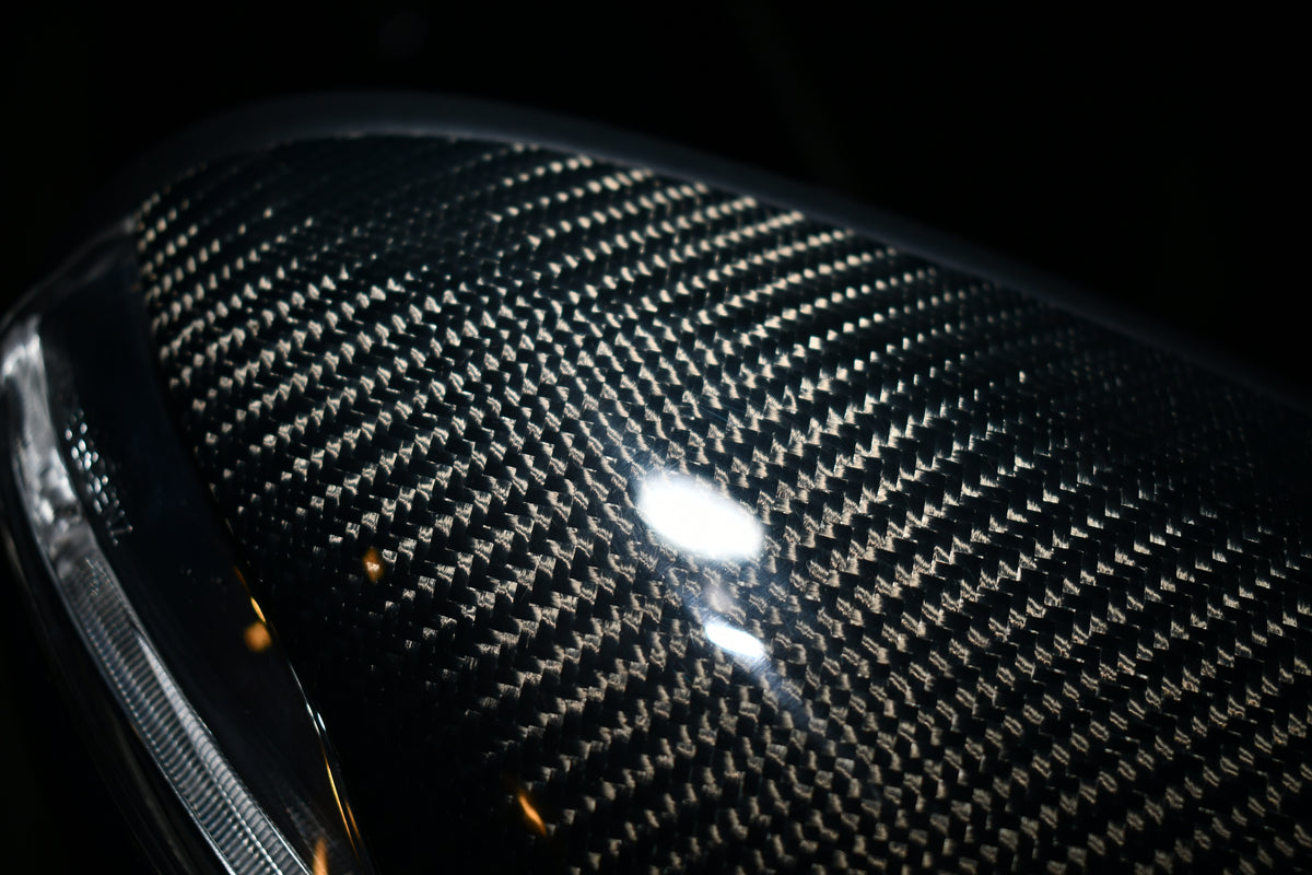 Universal Carbon Fiber Mirror Caps Close Up Real AMG