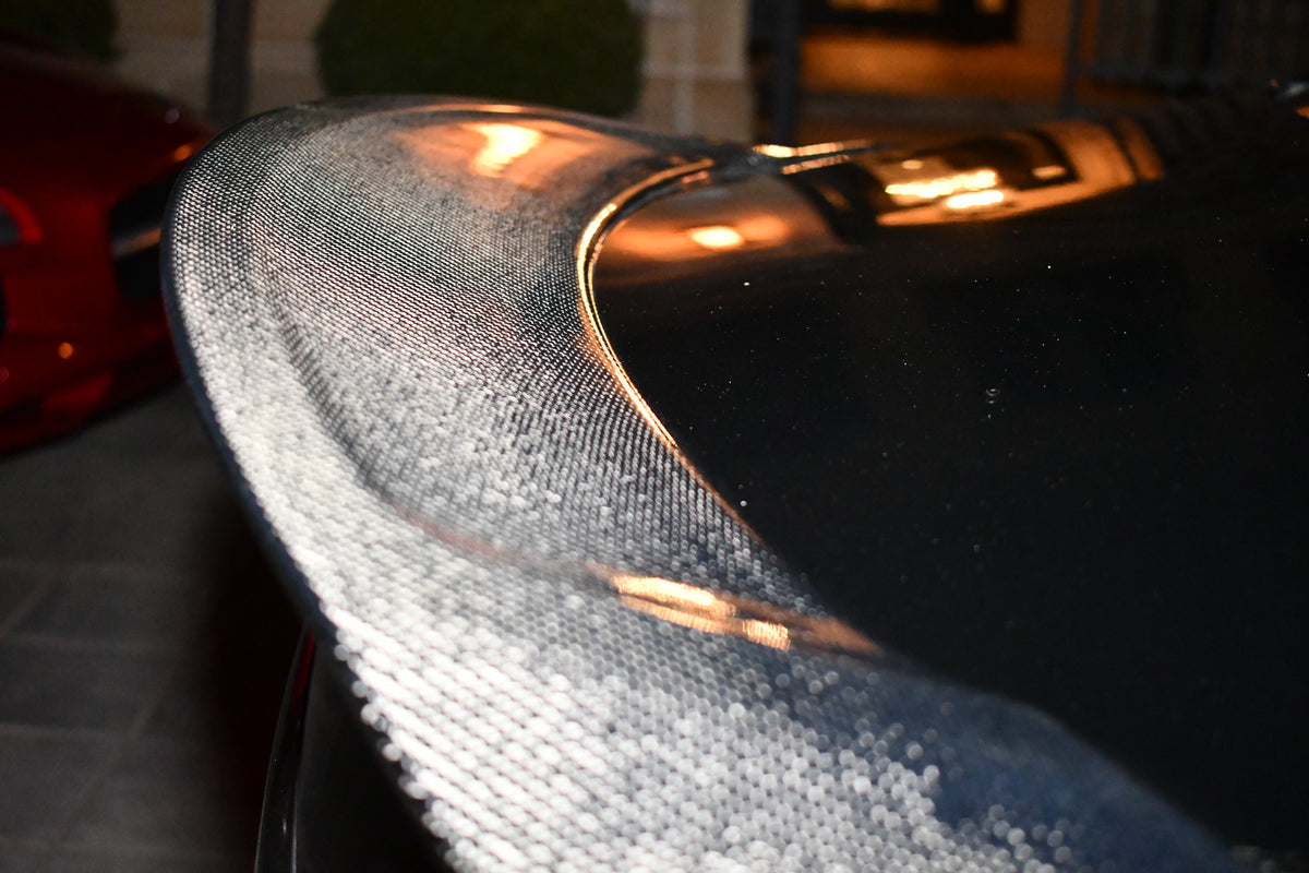 W205 C63 Sedan Carbon Fiber Spoiler Large Real Car Close Up