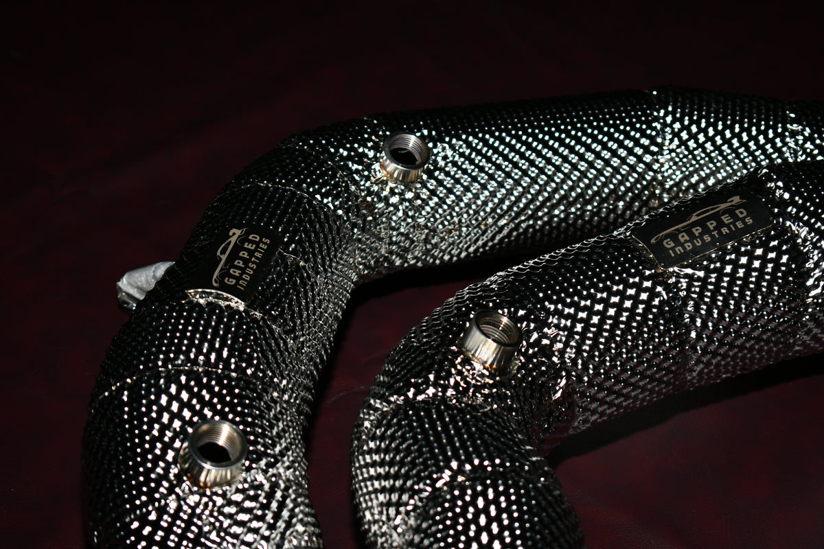 W213 E63s Catless Downpipes Left View