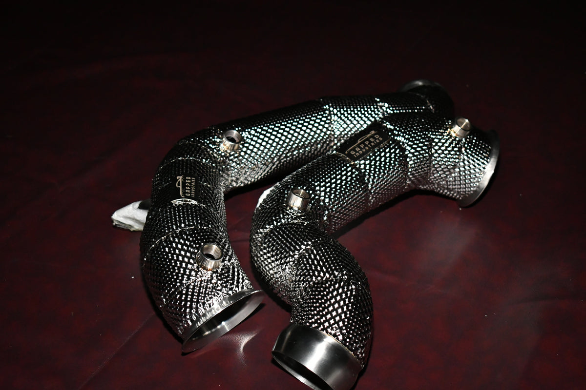 W213 E63s Catless Downpipes Top View