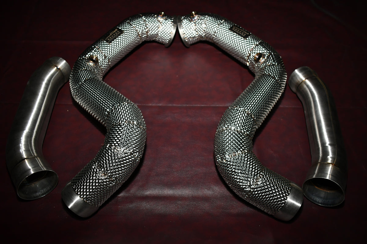 C63 Downpipes Top View